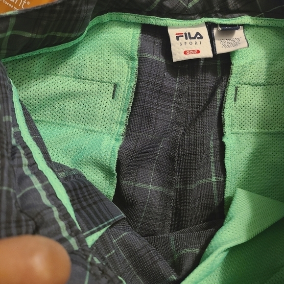 Fila Sport |  Men's Black and Gray Plaid Athleisure Golf Shorts (Waist Size 40) - Picture 6 of 11